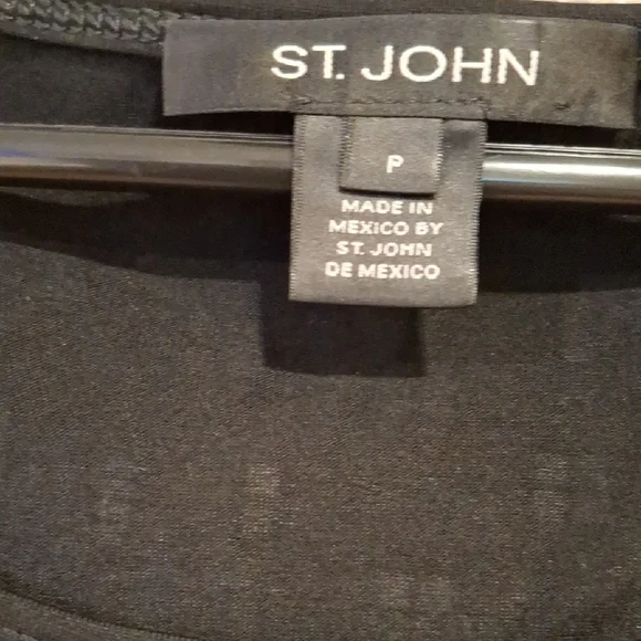 St. John Black Sequin Fitted Short Sleeve Blouse - Picture 3 of 5